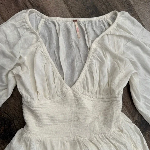 Free People Dixie Lace Smocked Panel Maxi Dress, Egret (White), L (NWOT) - Picture 6 of 16